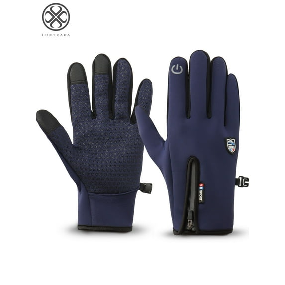 Luxtrada Winter Outdoor Windproof Cycling Glove, Waterproof Touchscreen Gloves for Smart Phone, Unisex Zipper Winter Thermal Gloves for Skiing Driving Cycling