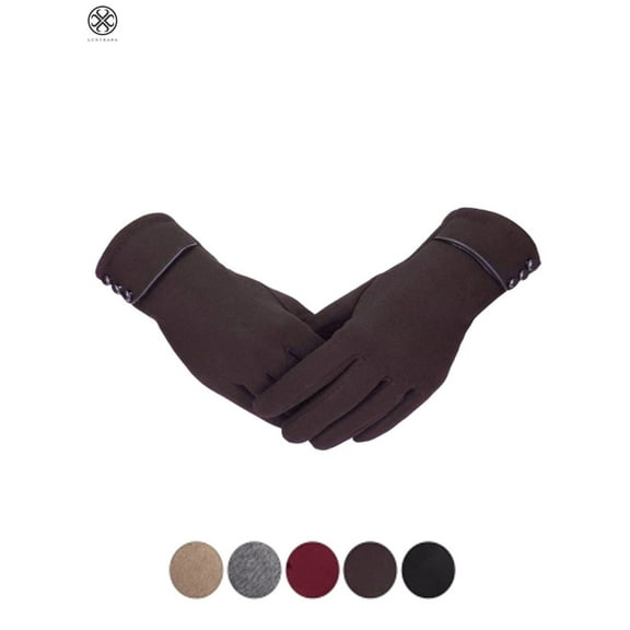 Luxtrada Winter Riding Warm Fleece Gloves Women Outdoor Cycling Non-Falling Gloves Touch Screen Gloves (Coffee)