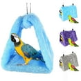 thumbnail image 1 of Luxtrada Winter Warm Bird Nest House Shed Hut Hanging Hammock Finch Cage Plush Fluffy Birds Hut Hideaway for Hamster Parrot (L,Blue), 1 of 5