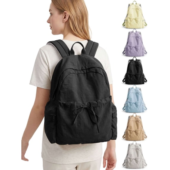 Luxtrada Women Backpack Purse 20L Nylon Anti-theft Fashion Casual Lightweight Travel Shoulder Bag Daypack (Black)