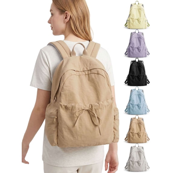 Luxtrada Women Backpack Purse 20L Nylon Anti-theft Fashion Casual Lightweight Travel Shoulder Bag Daypack (Khaki)