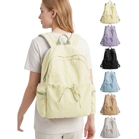 Luxtrada Women Backpack Purse 20L Nylon Anti-theft Fashion Casual Lightweight Travel Shoulder Bag Daypack (Yellow)