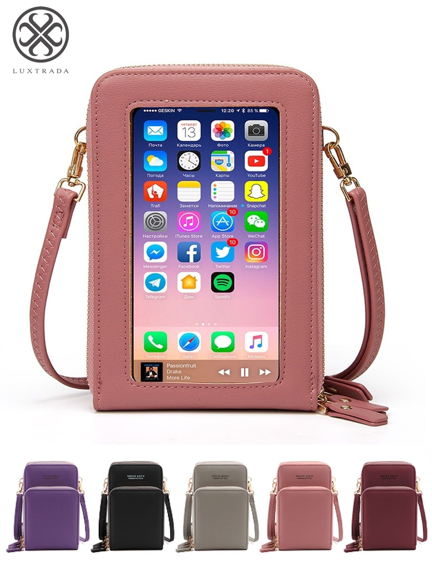 Luxtrada Women Cell Phone Purse Bag Shoulder Strap Touch Screen Cross Body Pouch Wallet Pink 04cad3e9 15c4 454d b9fa b3d2df2783db.bc57ddcab8ba6dd2129a44df1308f007
