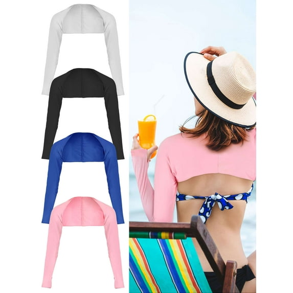 Luxtrada Women Cooling Shawl Arm Sleeve with Finger Hole Golf Cooling Shawl Arm Sleeve UV Sun Protection Golf Shrug for Women (Navy)