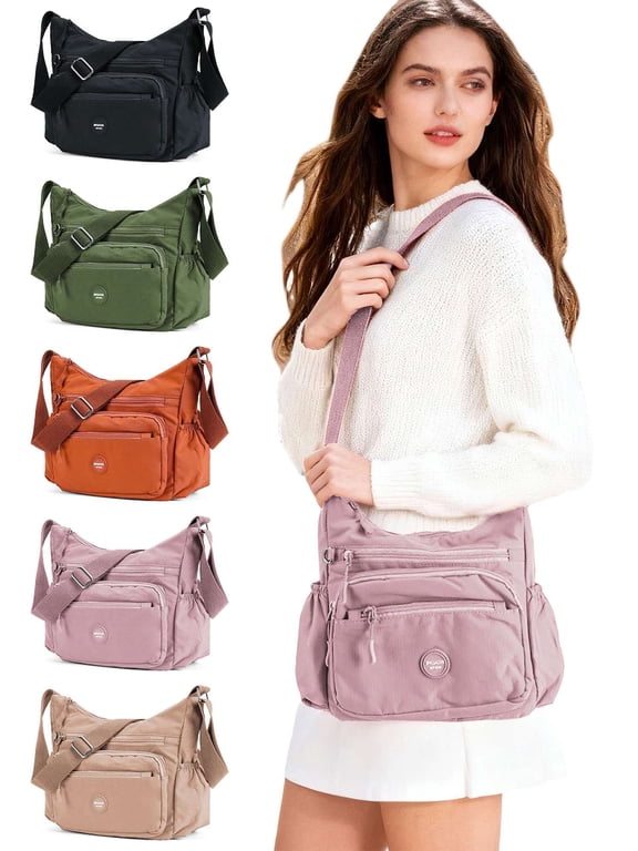 Women Crossbody Bag Shoulder Purse Handbag Nylon Messenger Bag Trendy Pocketbooks Waterproof and Multi-Pockets