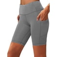 thumbnail image 1 of Luxtrada Women Fitness Yoga Shorts Running Quick-dry Short Trouser Pant with Pocket (Gray,XL), 1 of 8