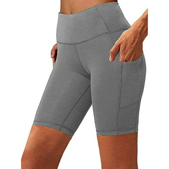 Luxtrada Women Fitness Yoga Shorts Running Quick-dry Short Trouser Pant with Pocket (Gray,XL)