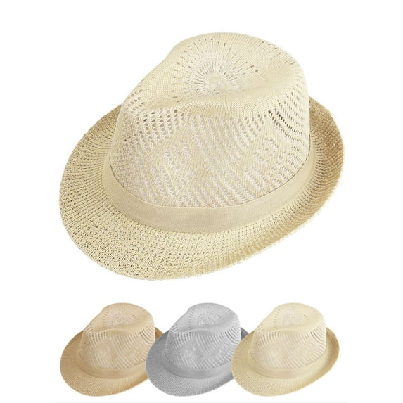 Luxtrada Women Men Summer Western Cowboy Hat Shapeable Straw Hat Hollowed Out Sun Hat, Cowboy Hat Cap (Beige)