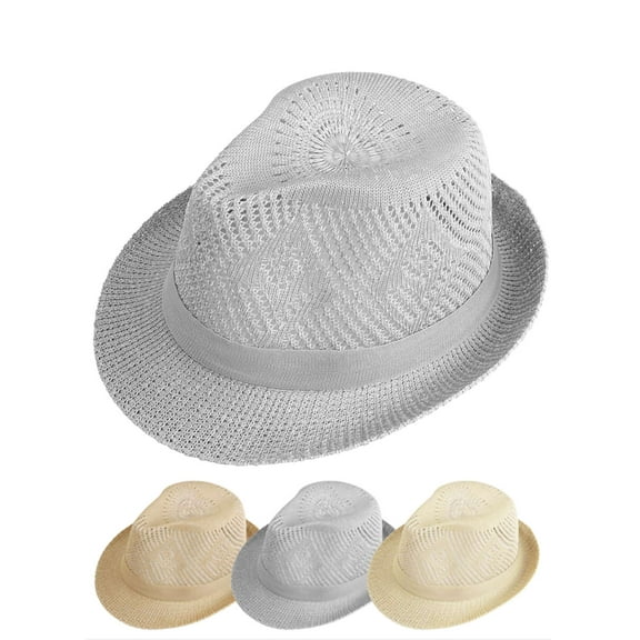 Luxtrada Women Men Summer Western Cowboy Hat Shapeable Straw Hat Hollowed Out Sun Hat, Cowboy Hat Cap (Gray)