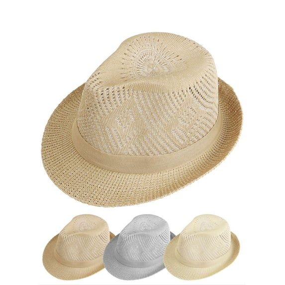 Luxtrada Women Men Summer Western Cowboy Hat Shapeable Straw Hat Hollowed Out Sun Hat, Cowboy Hat Cap (Khaki)