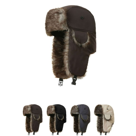 Luxtrada Women Men Winter Ushanka Russian Hat Snow Eskimo Hat with Ear Flaps for Cold Weather (Coffee)