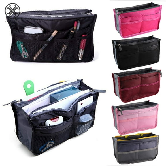 Luxtrada Women Pocket Large Travel Insert Handbag Tote Organizer Tidy Bag Purse Pouch (Black)