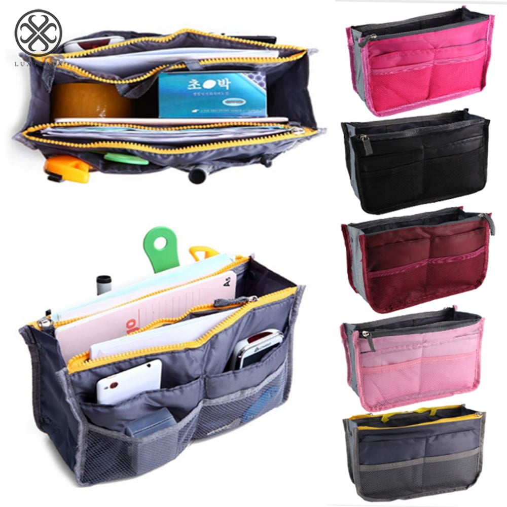 Luxtrada Women Pocket Large Travel Insert Handbag Tote Organizer Tidy Bag Purse Pouch (Gray)