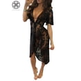 thumbnail image 1 of Luxtrada Women Sexy Lace Crochet Bikini Cover Up Swimwear Bathing Suit Summer Beach Dress (Black,M), 1 of 6