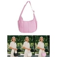 thumbnail image 1 of Luxtrada Women Small Puffer Crescent Shoulder Bag Nylon Quilted Shoulder Purses, Puffy Handbags with Adjustable Strap (Pink), 1 of 7