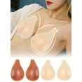 thumbnail image 1 of Luxtrada Women Sticky Bra Silicone Adhesive Bra Invisible Bras for Backless Strapless Dress Nippless Covers Push Up Bra (Brown,M), 1 of 10
