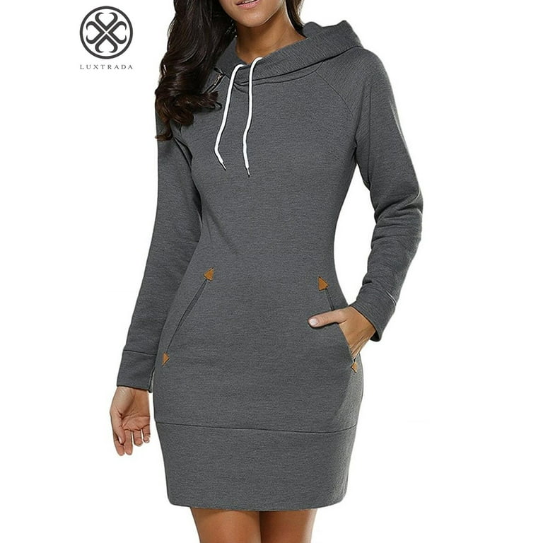 Long sweater dress with hoodie hot sale