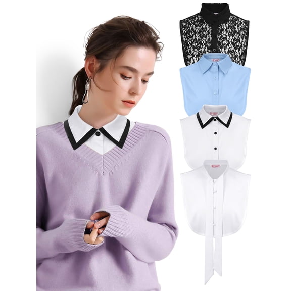 Luxtrada Women Vintage Lace Detachable Fake Half-Shirt Collar Peter Pan Detachable Lapel Shirt Fake False Collar