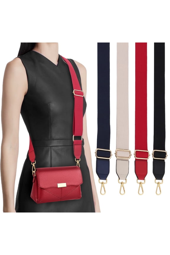 Women Wide Purse Strap Shoulder Bag Belt Strap Crossbody Adjustable Replacement Handbag Handle (Red)