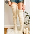 thumbnail image 1 of Luxtrada Women Winter Warm Knit Cable Long Socks Stockings Casual Wool Thigh High Over Knee High Socks Girls Female Leg Warmers 1 Pairs, 1 of 5