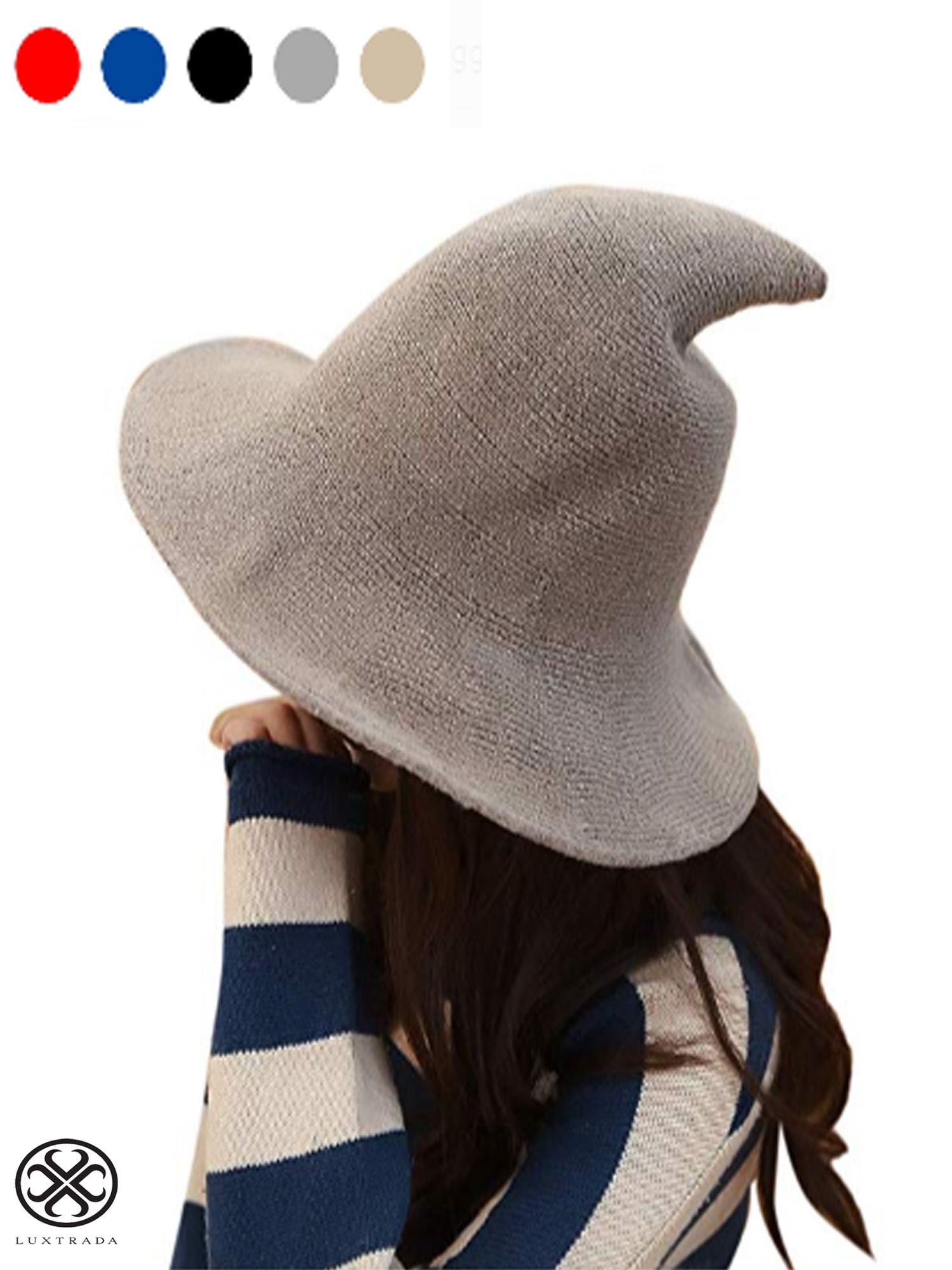 Witch Hat Sheep Wool Knitted Cap Halloween Costume Knit Witch Hat, Witch Beanie, Halloween Hat, Wizard Hat  main image 2