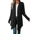 thumbnail image 1 of Luxtrada Women's Draped Front Open Cardigan Casual Long Sleeve Lightweight Cardigan (Black,XL), 1 of 4