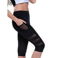 thumbnail image 1 of Luxtrada Women's Hight Waist Yoga Pants Mesh Running Pants Capri with Side Pockets Tummy Control Workout Sports Leggings "Size M", 1 of 11