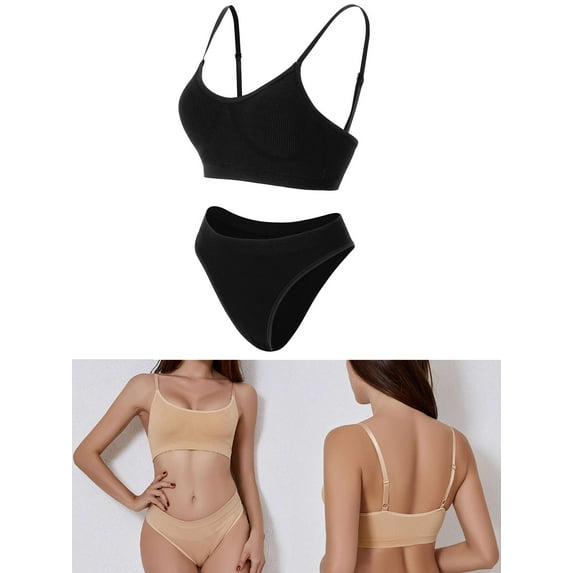 Luxtrada Women's Lingerie for Women 2 Piece Lingerie Set Bra and Panty Sets (Black,M)