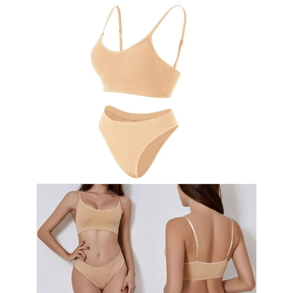 Luxtrada Women's Lingerie for Women 2 Piece Lingerie Set Bra and Panty Sets (Skin,L)