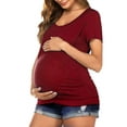 thumbnail image 1 of Luxtrada Women's Maternity Nursing Top Breastfeeding Tank Top Tee Shirt Double Layer Short Sleeve Pregnancy Shirt (Red,2XL), 1 of 7