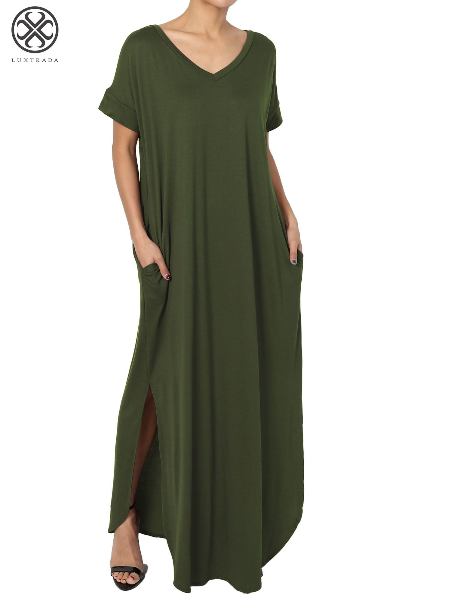 Luxtrada Women's PLUS Viscose Jersey V-Neck Short Sleeve