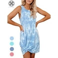 thumbnail image 1 of Luxtrada Women's Round-neck Casual Sleeveless Tank Dress Knot Front Tie Dye T Shirt Dress, 1 of 7
