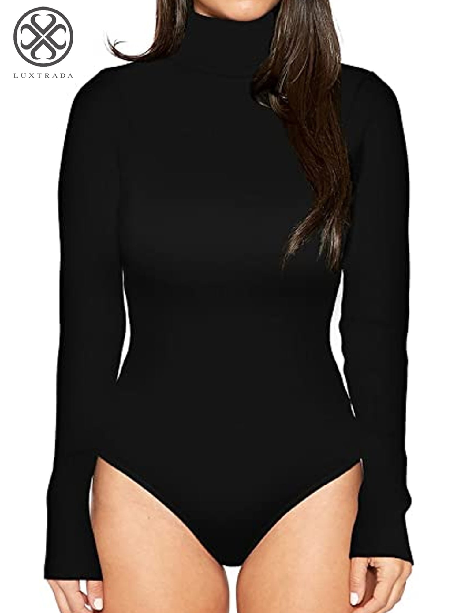 Century Star Women's Turtleneck Bodysuit - Long Sleeve, Snap Crotch, Stretchy (Red Blue Plaid, Medium)