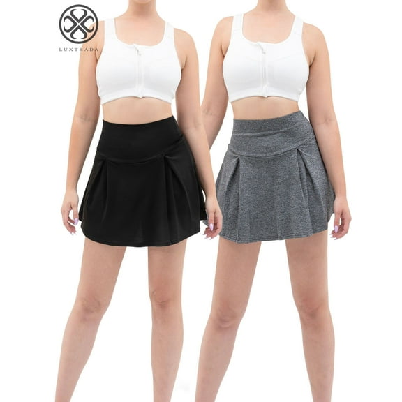 Luxtrada Women's Tennis Skirt High Waisted Golf Athletic Running Skorts Sports Pleated Skirts with Built-in Shorts UV Protection