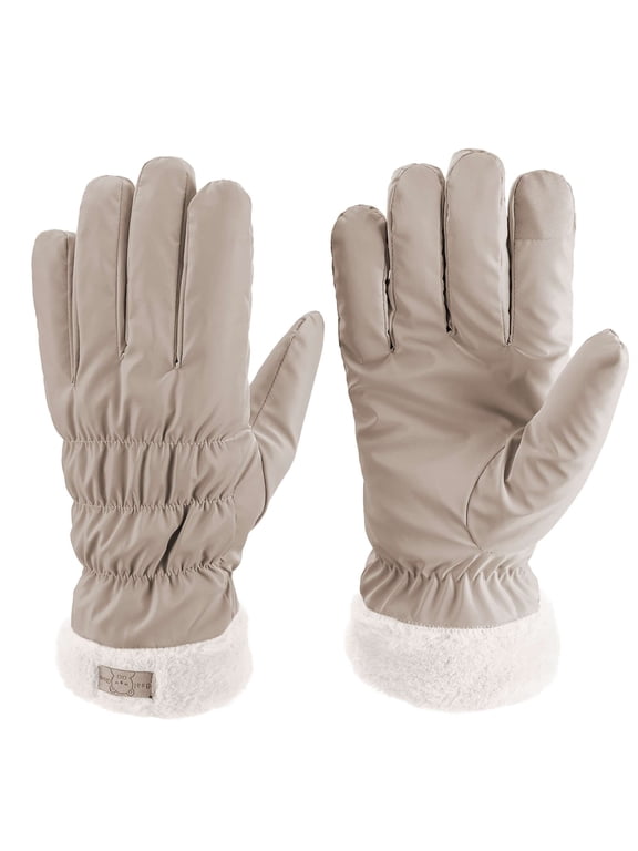 Women's Touchscreen Winter Ski Gloves Warm Water-Proof Gloves Bike Riding Skiing Hiking Motorcycle Outdoor Activity Gloves (Beige)