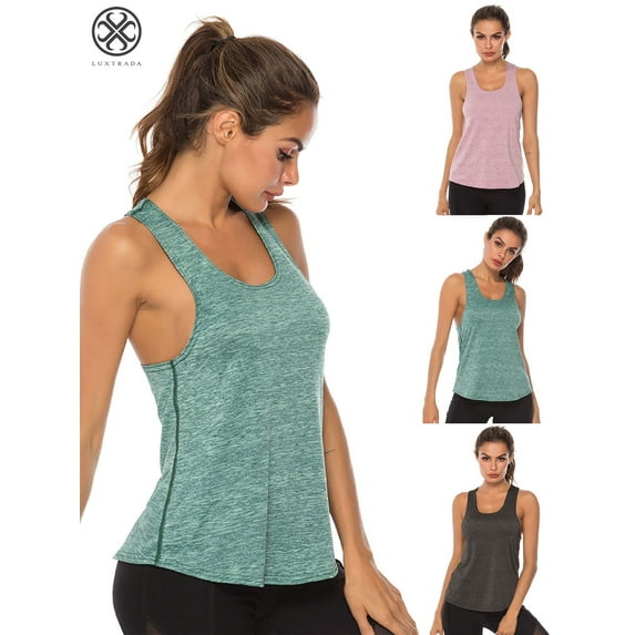 Luxtrada Women's Vest Workout Tank Tops T-shirt Sport Gym Clothes Fitness Yoga Tank Shirt
