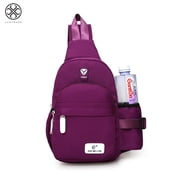 Luxtrada Womens Mens Nylon Sling Bag Backpack Crossbody Shoulder Chest Cycle Daily Travel Purple