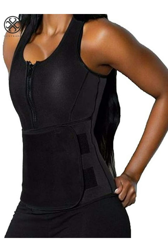 Womens Sauna Suit Neoprene Waist Trainer Zipper Vest with Adjustable Waist Trimmer Belt Body Shaper Corset for Weight Loss (Size, 3XL)