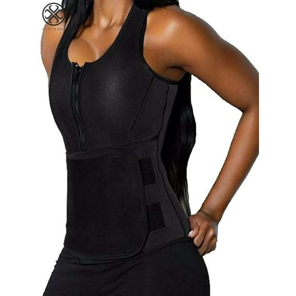Luxtrada Womens Sauna Suit Neoprene Waist Trainer Zipper Vest with Adjustable Waist Trimmer Belt Body Shaper Corset for Weight Loss (Size, 4XL)