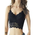 thumbnail image 1 of Luxtrada Womens Sexy Lace Floral Half Camisole Padded Bra Sexy Spaghetti Strap Bra Top V-Neck Bustier Crop Top (Black,L), 1 of 7