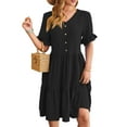 thumbnail image 1 of Luxtrada Womens Short Sleeve Dresses Casual Loose Fit Swing T Shirt Dress (Black,S), 1 of 8