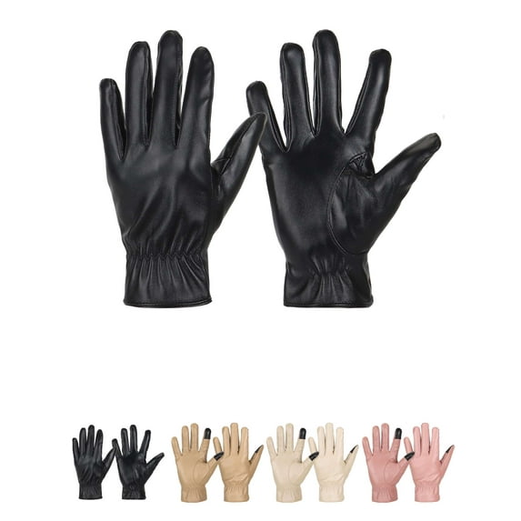 Luxtrada Womens Touch Screen Gloves Leather Phone Texting Glove Thermal Warm For Winter (Black)