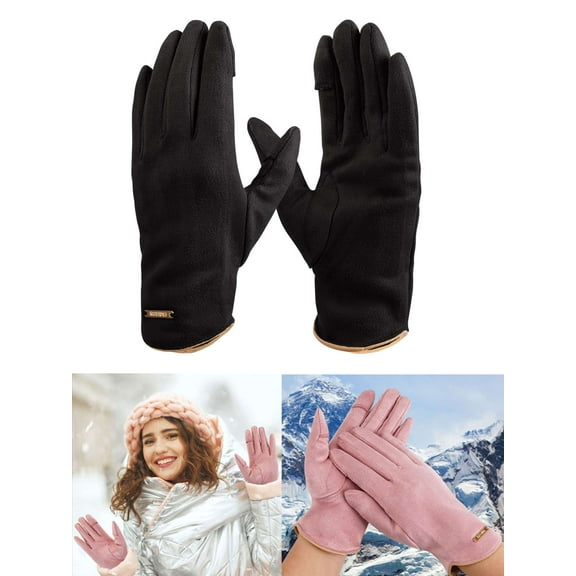 Luxtrada Womens Winter Warm Gloves Touch Screen Texting Fingers Windproof Gloves Ski Gloves (Black)