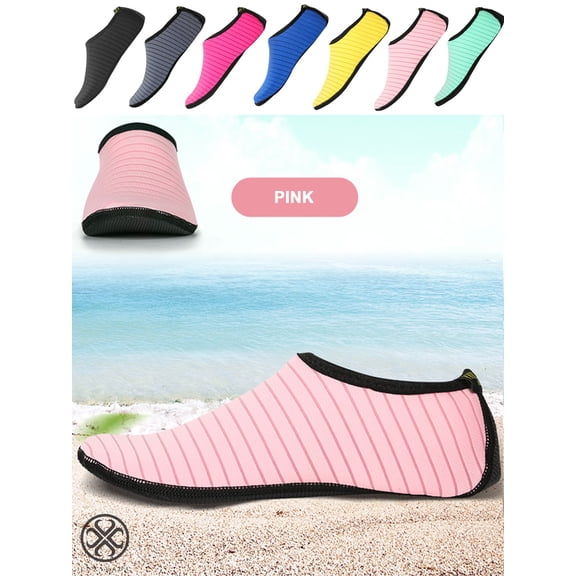 Luxtrada Womens and Mens Water Shoes Quick-Dry Aqua Strip Socks Barefoot Beach Socks for Outdoor Beach Swim Surf Yoga Exercise "Pink, S"