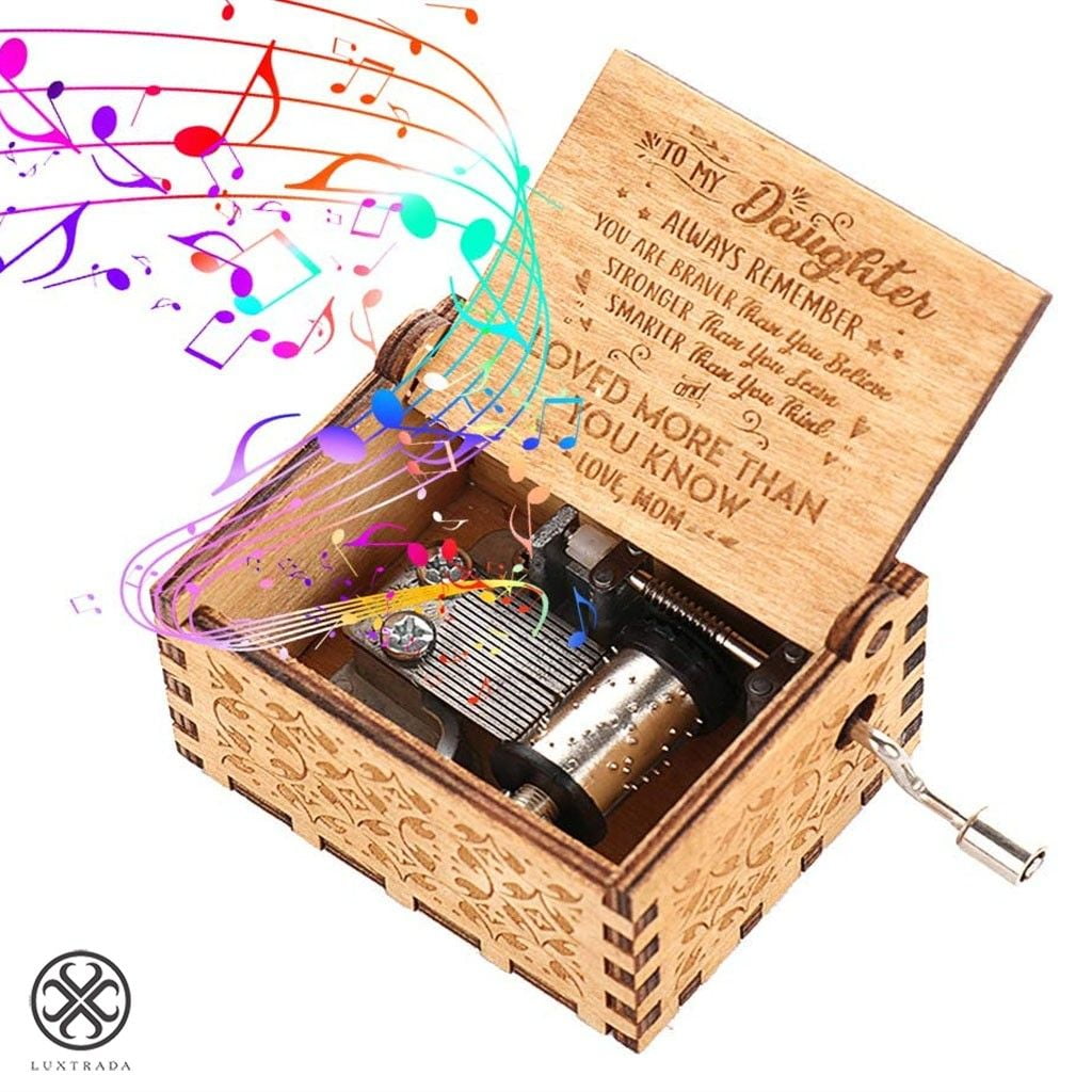Luxtrada Wooden Music Box Mom/Dad To Daughter -You Are My Sunshine
