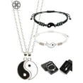 thumbnail image 1 of Luxtrada Yin Yang Friend or Couple Bracelet Couple Necklace Set, 2 Pieces Matching Yin Yang Adjustable Cord Bracelet, 2 Pieces Yin Yang Couple Pendant Necklace Chain for Couple, 1 of 10