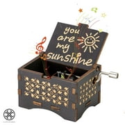 Luxtrada You are My Sunshine Music Box Wood Personalizable Music Box, Laser Engraved Vintage Wooden Sunshine Musical Box Gifts for Birthday/Christmas (Black)