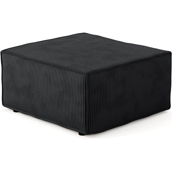 Luxuly Modular Sectional Corduroy Sofa Set, L Shaped Couch Reversible Chaise Modular Sectional Couch, Mix and Match Pieces, Ottoman, Black