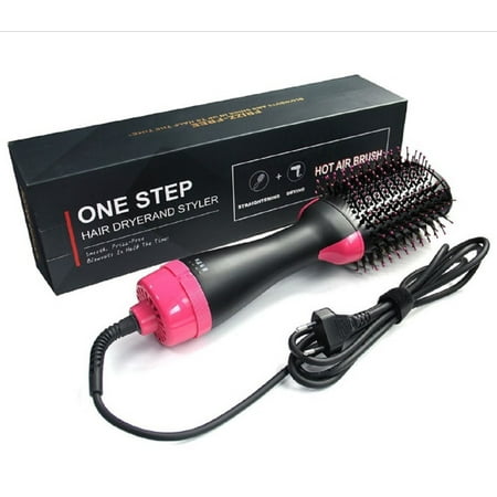 Luxur Pro Collection Salon 2 in 1 One Step Hair Dryer and Volumizer 13.4" Plastic Hot Air Brush, Ionic, Black
