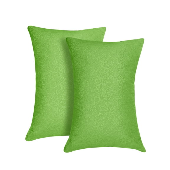 LuxurInnov Pack of 2, Thickened Embossed Velvet Modern Pattern Soft Solid Decorative Square Throw Pillow Covers Set Cushion Case for Sofa Bedroom Car (12×20 Inch (Pack of 2), Apple Green)…